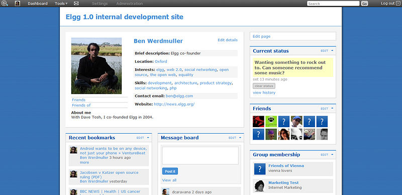 An Elgg profile