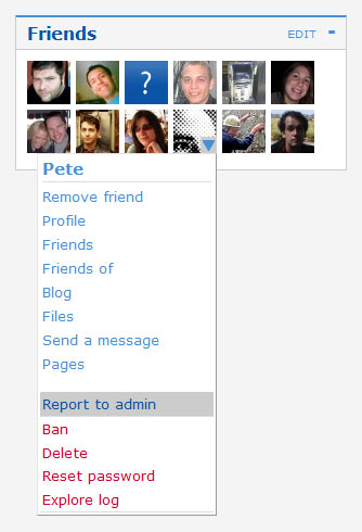 The Elgg context menu